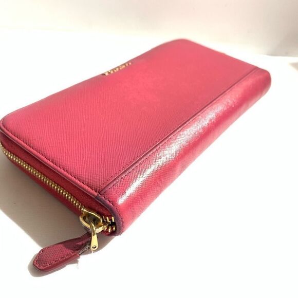 💥AUTHENTIC💥 Prada Saffiano Zip Around Clutch Wallet Pink - Picture 6 of 12